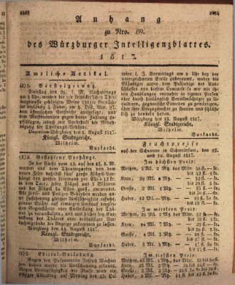 Königlich-baierisches Intelligenzblatt für das Großherzogthum Würzburg (Würzburger Intelligenzblatt) Donnerstag 21. August 1817