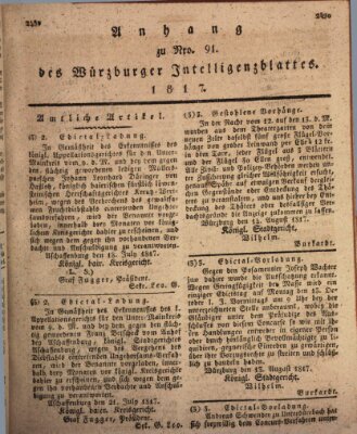 Königlich-baierisches Intelligenzblatt für das Großherzogthum Würzburg (Würzburger Intelligenzblatt) Dienstag 26. August 1817