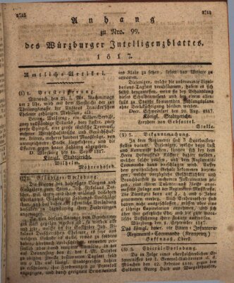 Königlich-baierisches Intelligenzblatt für das Großherzogthum Würzburg (Würzburger Intelligenzblatt) Dienstag 16. September 1817