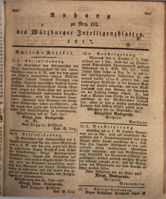 Königlich-baierisches Intelligenzblatt für das Großherzogthum Würzburg (Würzburger Intelligenzblatt) Dienstag 23. September 1817