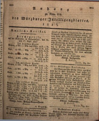 Königlich-baierisches Intelligenzblatt für das Großherzogthum Würzburg (Würzburger Intelligenzblatt) Donnerstag 2. Oktober 1817