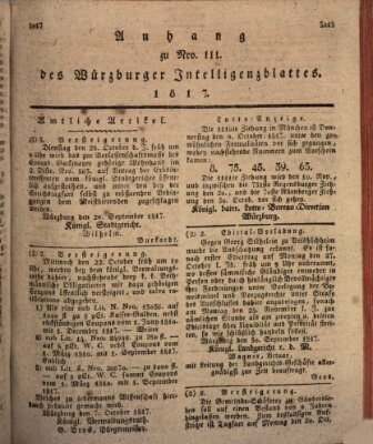 Königlich-baierisches Intelligenzblatt für das Großherzogthum Würzburg (Würzburger Intelligenzblatt) Dienstag 14. Oktober 1817