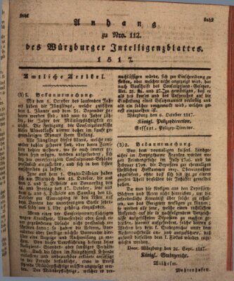 Königlich-baierisches Intelligenzblatt für das Großherzogthum Würzburg (Würzburger Intelligenzblatt) Donnerstag 16. Oktober 1817