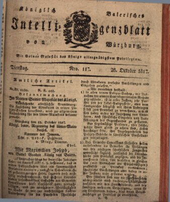 Königlich-baierisches Intelligenzblatt für das Großherzogthum Würzburg (Würzburger Intelligenzblatt) Dienstag 28. Oktober 1817