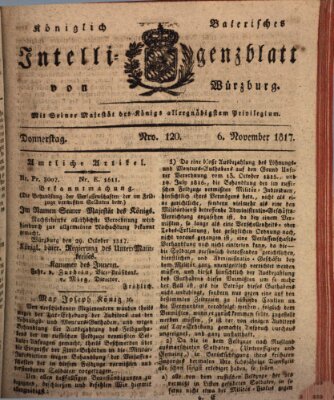 Königlich-baierisches Intelligenzblatt für das Großherzogthum Würzburg (Würzburger Intelligenzblatt) Donnerstag 6. November 1817