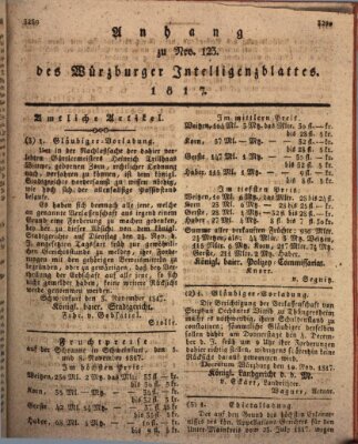 Königlich-baierisches Intelligenzblatt für das Großherzogthum Würzburg (Würzburger Intelligenzblatt) Donnerstag 13. November 1817