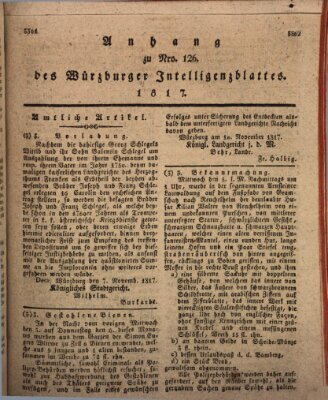 Königlich-baierisches Intelligenzblatt für das Großherzogthum Würzburg (Würzburger Intelligenzblatt) Donnerstag 20. November 1817