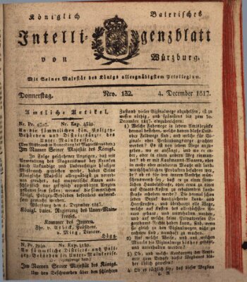 Königlich-baierisches Intelligenzblatt für das Großherzogthum Würzburg (Würzburger Intelligenzblatt) Donnerstag 4. Dezember 1817