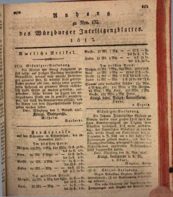 Königlich-baierisches Intelligenzblatt für das Großherzogthum Würzburg (Würzburger Intelligenzblatt) Donnerstag 4. Dezember 1817