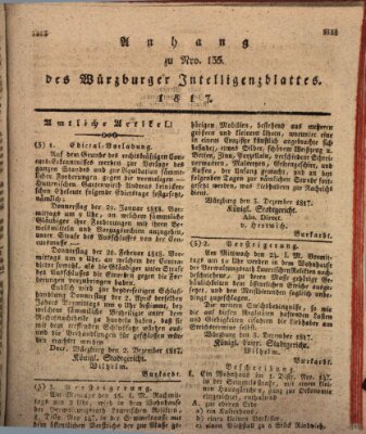 Königlich-baierisches Intelligenzblatt für das Großherzogthum Würzburg (Würzburger Intelligenzblatt) Samstag 13. Dezember 1817