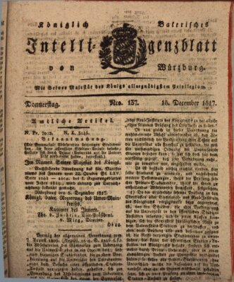 Königlich-baierisches Intelligenzblatt für das Großherzogthum Würzburg (Würzburger Intelligenzblatt) Donnerstag 18. Dezember 1817