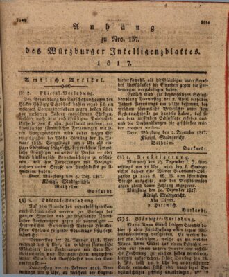 Königlich-baierisches Intelligenzblatt für das Großherzogthum Würzburg (Würzburger Intelligenzblatt) Donnerstag 18. Dezember 1817