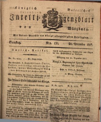 Königlich-baierisches Intelligenzblatt für das Großherzogthum Würzburg (Würzburger Intelligenzblatt) Samstag 20. Dezember 1817