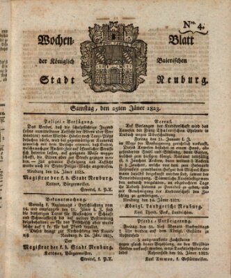 Wochenblatt der Königlich Baierischen Stadt Neuburg (Neuburger Wochenblatt) Samstag 25. Januar 1823