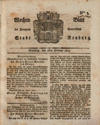 Wochenblatt der Königlich Baierischen Stadt Neuburg (Neuburger Wochenblatt) Samstag 1. Februar 1823