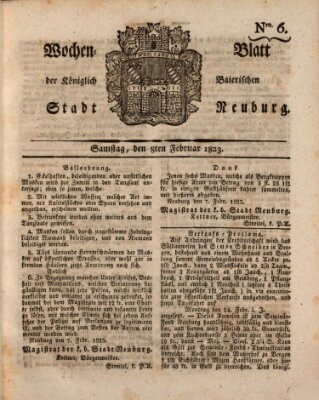 Wochenblatt der Königlich Baierischen Stadt Neuburg (Neuburger Wochenblatt) Samstag 8. Februar 1823