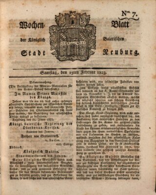 Wochenblatt der Königlich Baierischen Stadt Neuburg (Neuburger Wochenblatt) Samstag 15. Februar 1823