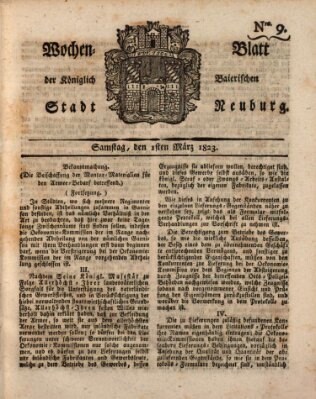 Wochenblatt der Königlich Baierischen Stadt Neuburg (Neuburger Wochenblatt) Samstag 1. März 1823