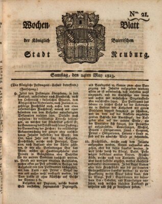 Wochenblatt der Königlich Baierischen Stadt Neuburg (Neuburger Wochenblatt) Samstag 24. Mai 1823