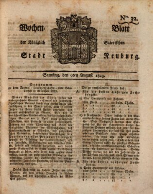 Wochenblatt der Königlich Baierischen Stadt Neuburg (Neuburger Wochenblatt) Samstag 9. August 1823