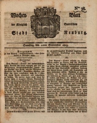 Wochenblatt der Königlich Baierischen Stadt Neuburg (Neuburger Wochenblatt) Samstag 20. September 1823