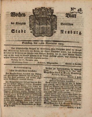 Wochenblatt der Königlich Baierischen Stadt Neuburg (Neuburger Wochenblatt) Samstag 29. November 1823