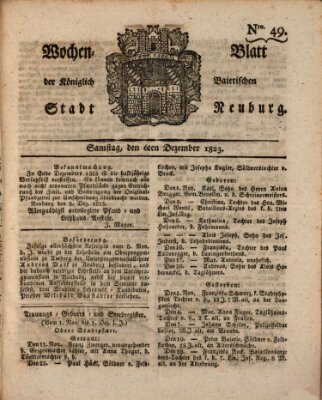 Wochenblatt der Königlich Baierischen Stadt Neuburg (Neuburger Wochenblatt) Samstag 6. Dezember 1823