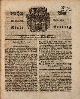 Wochenblatt der Königlich Baierischen Stadt Neuburg (Neuburger Wochenblatt) Samstag 20. Dezember 1823