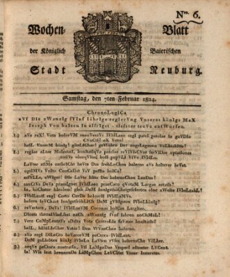 Wochenblatt der Königlich Baierischen Stadt Neuburg (Neuburger Wochenblatt) Samstag 7. Februar 1824