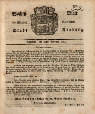 Wochenblatt der Königlich Baierischen Stadt Neuburg (Neuburger Wochenblatt) Samstag 28. Februar 1824