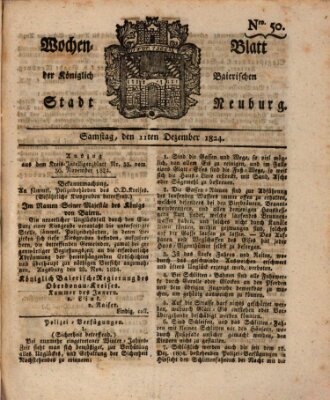 Wochenblatt der Königlich Baierischen Stadt Neuburg (Neuburger Wochenblatt) Samstag 11. Dezember 1824