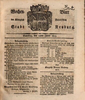 Wochenblatt der Königlich Baierischen Stadt Neuburg (Neuburger Wochenblatt) Samstag 22. Januar 1825