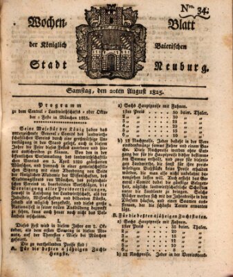 Wochenblatt der Königlich Baierischen Stadt Neuburg (Neuburger Wochenblatt) Samstag 20. August 1825