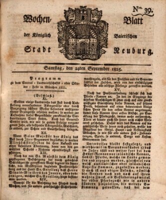 Wochenblatt der Königlich Baierischen Stadt Neuburg (Neuburger Wochenblatt) Samstag 24. September 1825