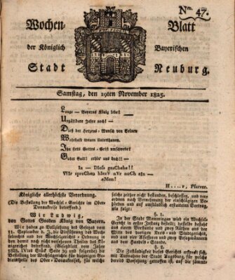 Wochenblatt der Königlich Baierischen Stadt Neuburg (Neuburger Wochenblatt) Samstag 19. November 1825