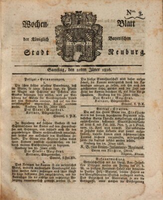 Wochenblatt der Königlich Baierischen Stadt Neuburg (Neuburger Wochenblatt) Samstag 21. Januar 1826