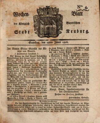 Wochenblatt der Königlich Baierischen Stadt Neuburg (Neuburger Wochenblatt) Samstag 28. Januar 1826