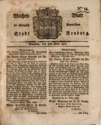 Wochenblatt der Königlich Baierischen Stadt Neuburg (Neuburger Wochenblatt) Samstag 8. April 1826