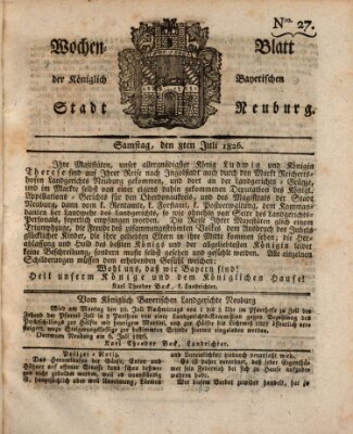 Wochenblatt der Königlich Baierischen Stadt Neuburg (Neuburger Wochenblatt) Samstag 8. Juli 1826