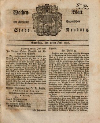 Wochenblatt der Königlich Baierischen Stadt Neuburg (Neuburger Wochenblatt) Samstag 29. Juli 1826