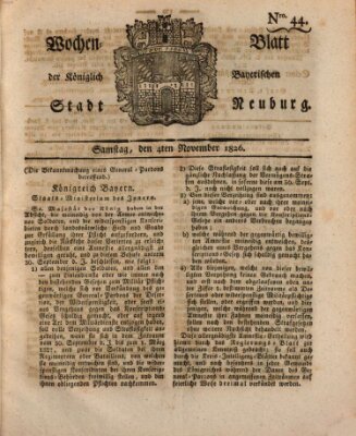 Wochenblatt der Königlich Baierischen Stadt Neuburg (Neuburger Wochenblatt) Samstag 4. November 1826