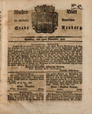 Wochenblatt der Königlich Baierischen Stadt Neuburg (Neuburger Wochenblatt) Samstag 25. November 1826