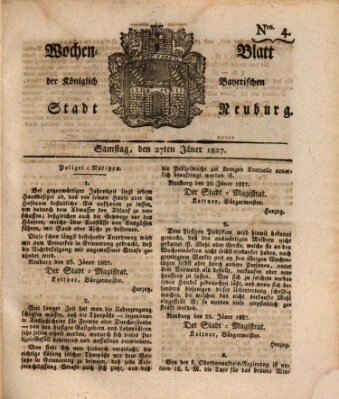 Wochenblatt der Königlich Baierischen Stadt Neuburg (Neuburger Wochenblatt) Samstag 27. Januar 1827