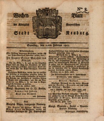 Wochenblatt der Königlich Baierischen Stadt Neuburg (Neuburger Wochenblatt) Samstag 24. Februar 1827