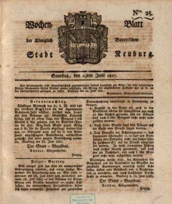 Wochenblatt der Königlich Baierischen Stadt Neuburg (Neuburger Wochenblatt) Samstag 23. Juni 1827