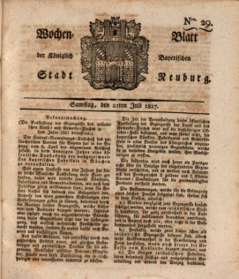 Wochenblatt der Königlich Baierischen Stadt Neuburg (Neuburger Wochenblatt) Samstag 21. Juli 1827