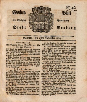 Wochenblatt der Königlich Baierischen Stadt Neuburg (Neuburger Wochenblatt) Samstag 17. November 1827