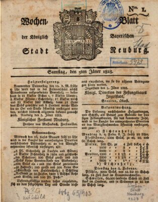 Wochenblatt der Königlich Baierischen Stadt Neuburg (Neuburger Wochenblatt) Samstag 5. Januar 1828