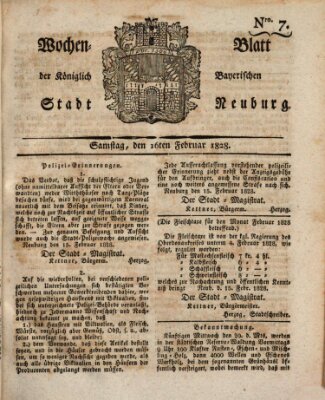 Wochenblatt der Königlich Baierischen Stadt Neuburg (Neuburger Wochenblatt) Samstag 16. Februar 1828