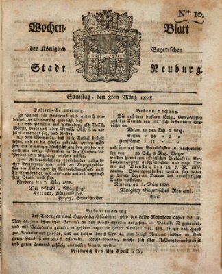 Wochenblatt der Königlich Baierischen Stadt Neuburg (Neuburger Wochenblatt) Samstag 8. März 1828